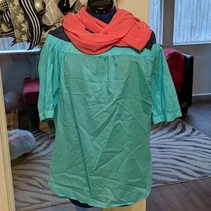 Michael Kors turquoise blue off shoulder blouse